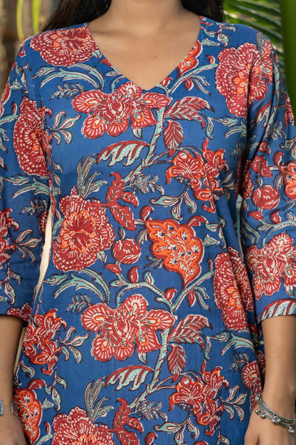 BLUE FLORAL PRINTED KURTA -KS505