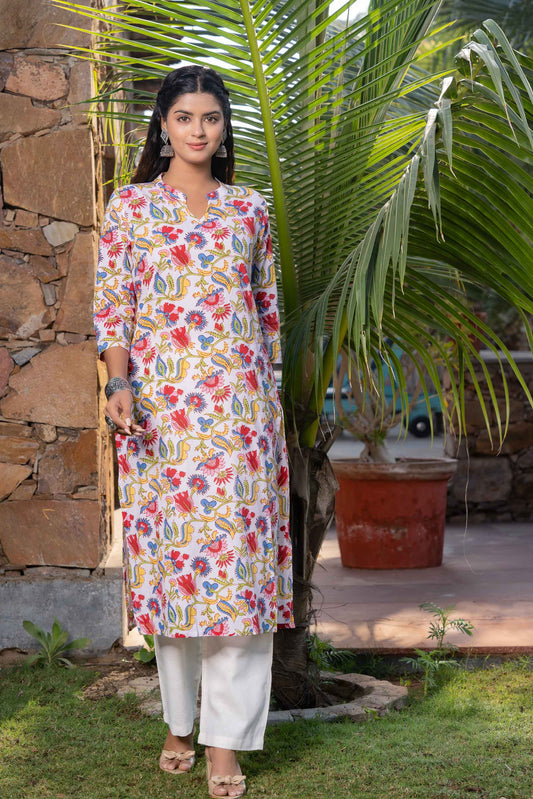 MULTICOLOR FLORAL PRINTED KURTA -KS507