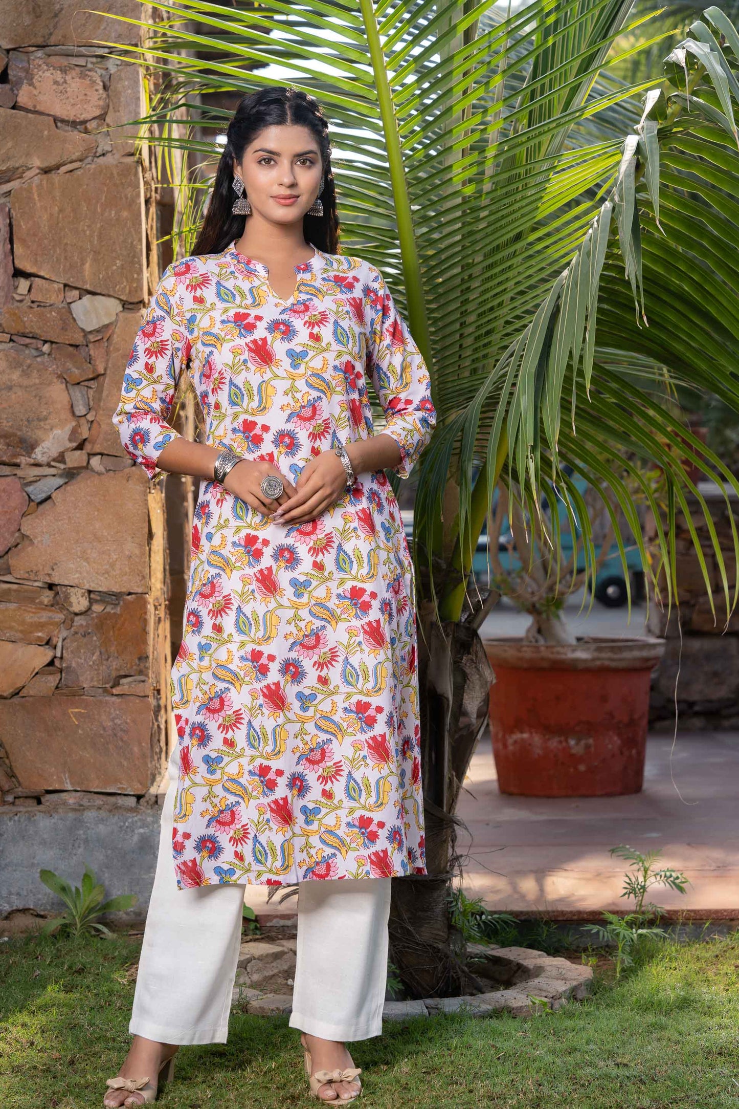 MULTICOLOR FLORAL PRINTED KURTA -KS507