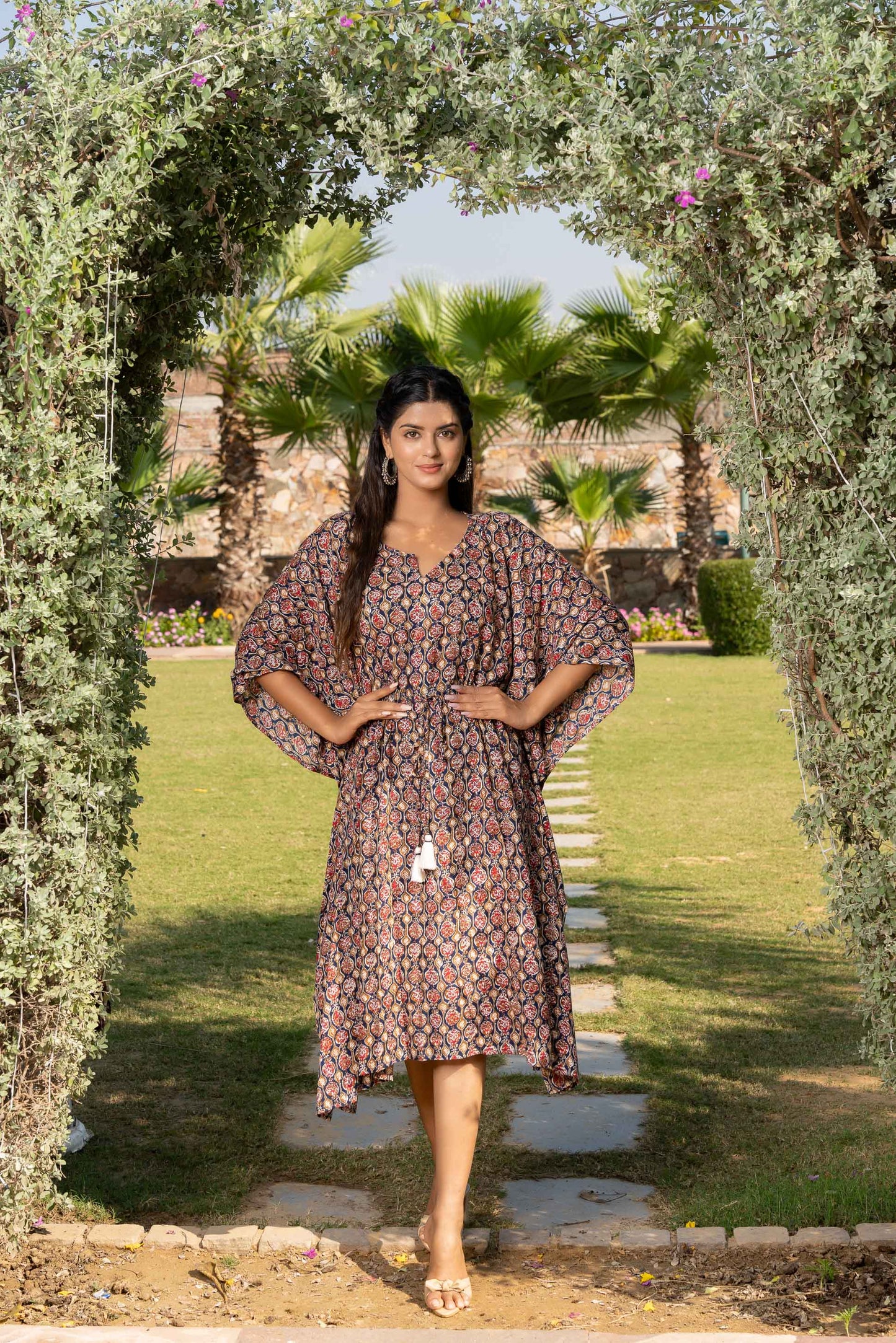 GEOMETRIC PRINTED KAFTAN COMBO SET-NVK381