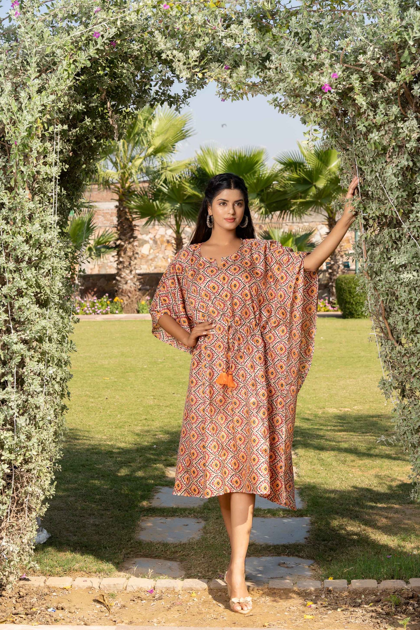 GEOMETRIC PRINTED KAFTAN COMBO SET-NVK381