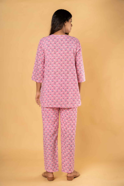 PINK FLORAL PRINTED NIGHT SUIT-NS182