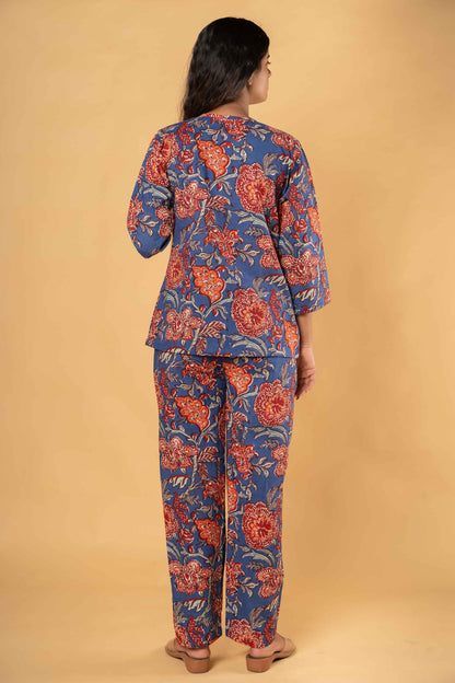 BLUE FLORAL PRINTED NIGHT SUIT-NS184
