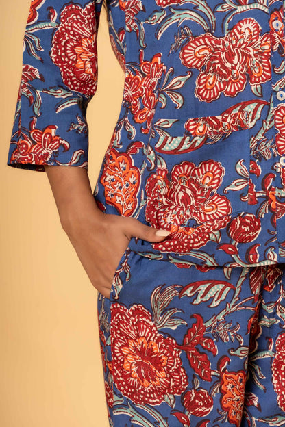 BLUE FLORAL PRINTED NIGHT SUIT-NS184