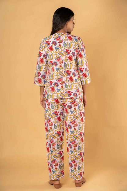 MULTICOLOR FLORAL PRINTED NIGHT SUIT-NS185
