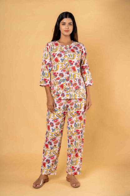 MULTICOLOR FLORAL PRINTED NIGHT SUIT-NS185