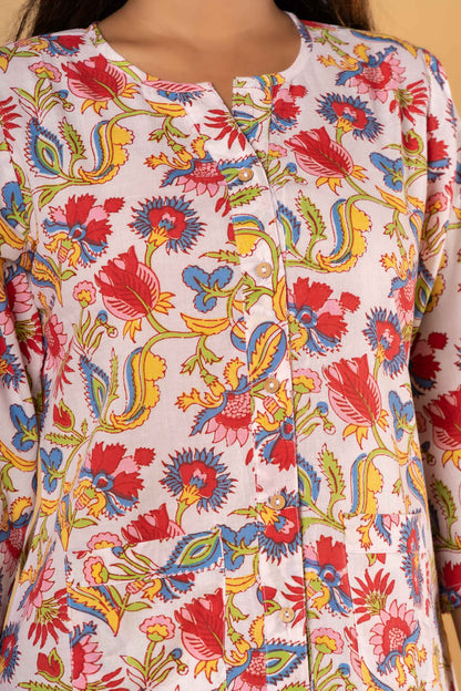 MULTICOLOR FLORAL PRINTED NIGHT SUIT-NS185
