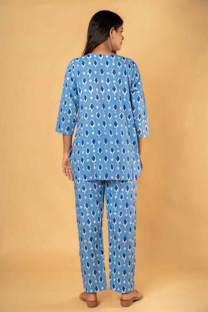BLUE WHITE PRINTED NIGHT SUIT-NS186