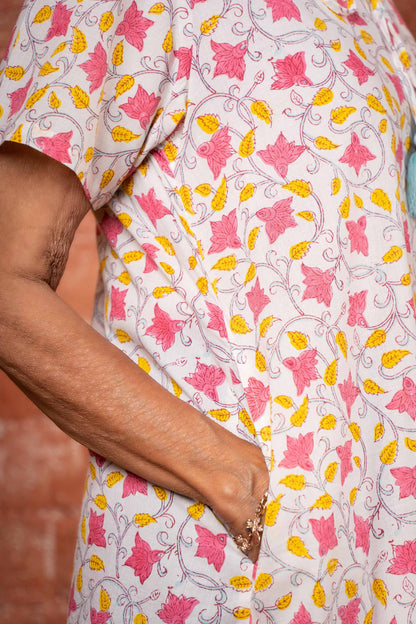 FLORAL BLOCK PRINTED NIGHT GOWN-NG60
