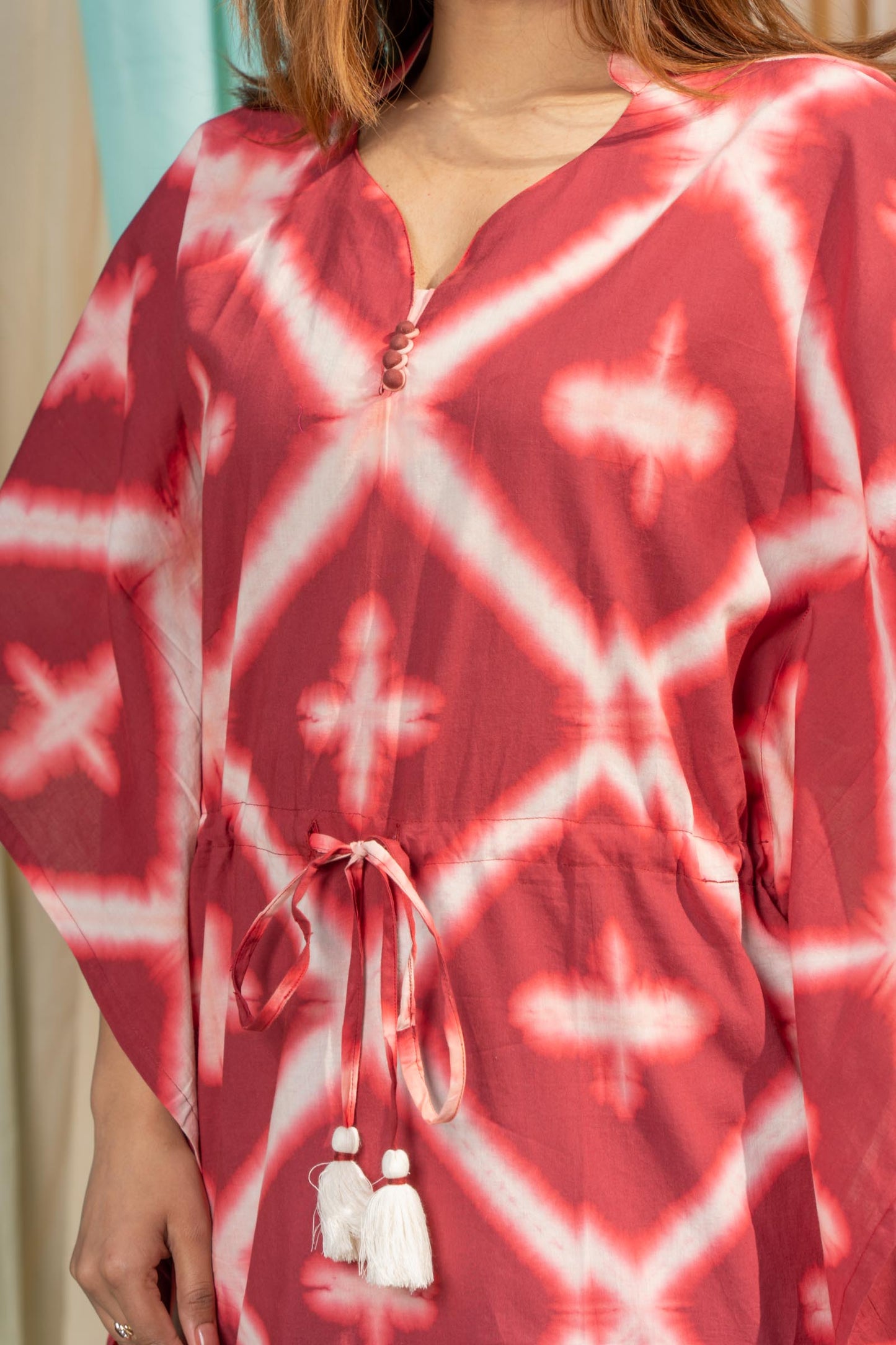 MAROONISH RED CLAMP DYE KAFTAN-NVK435