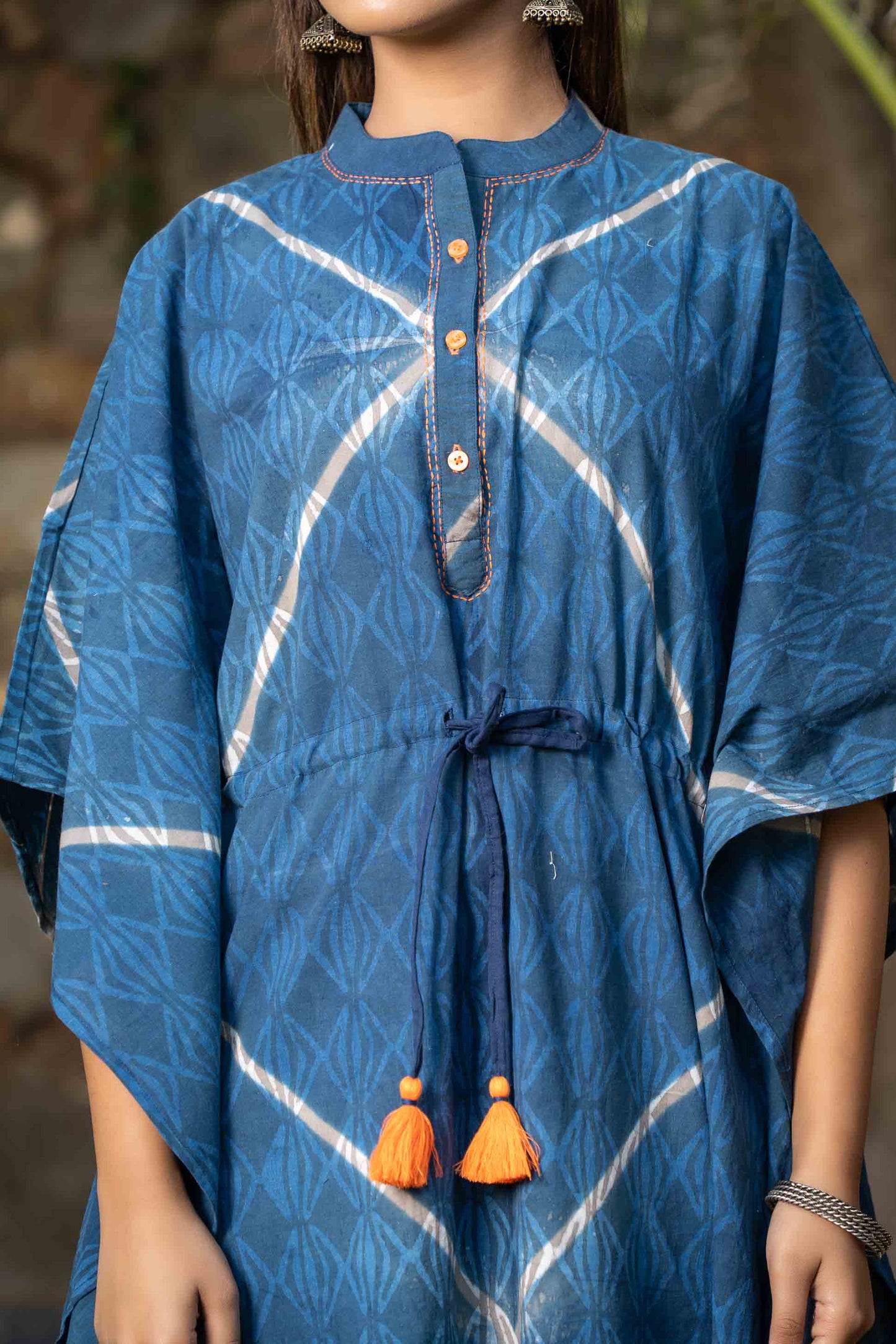 NATURAL DYE BLOCK PRINTED COTTON KAFTAN-NVK393