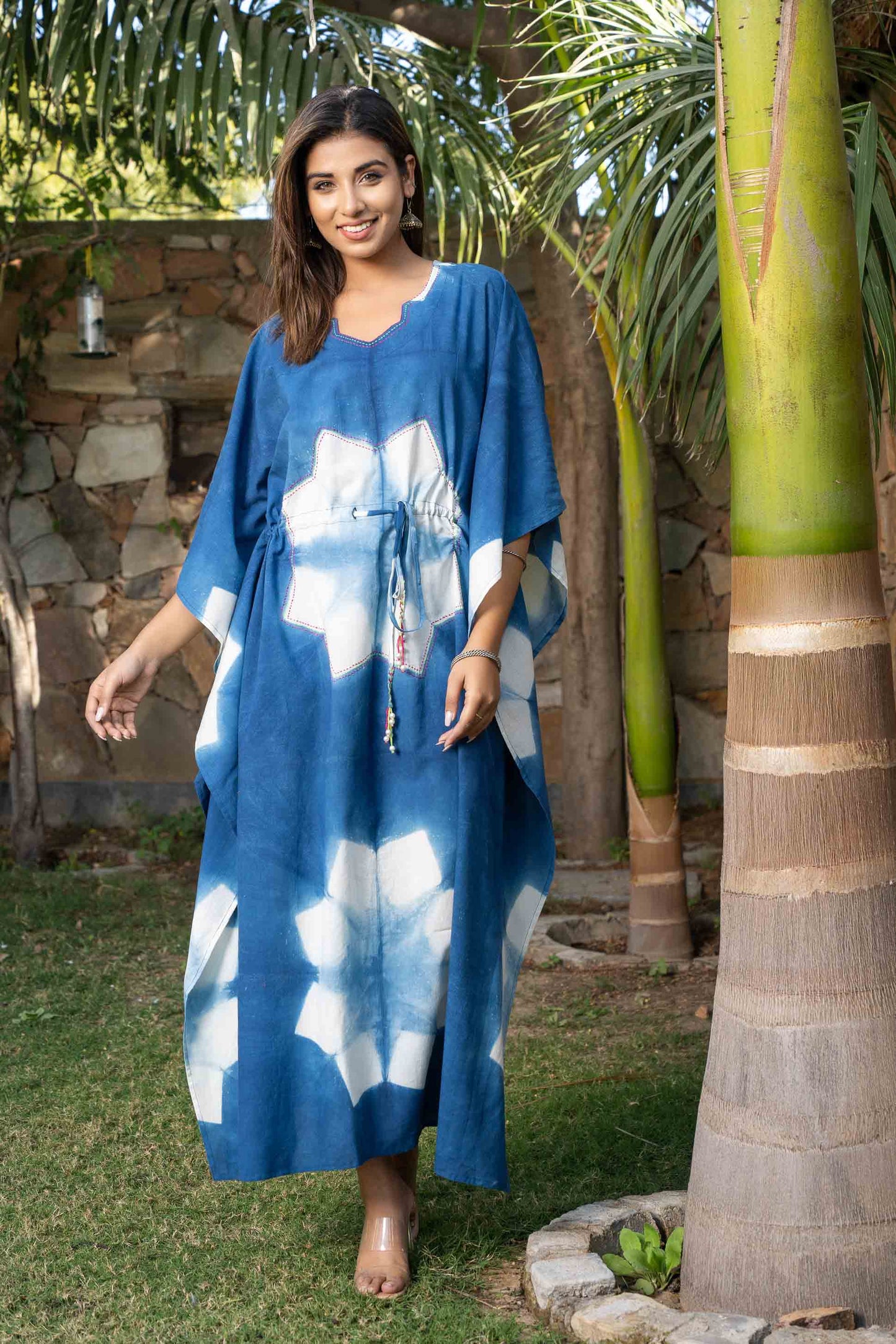 STAR SHIBORI CLAMP DYE KAFTAN-NVK389