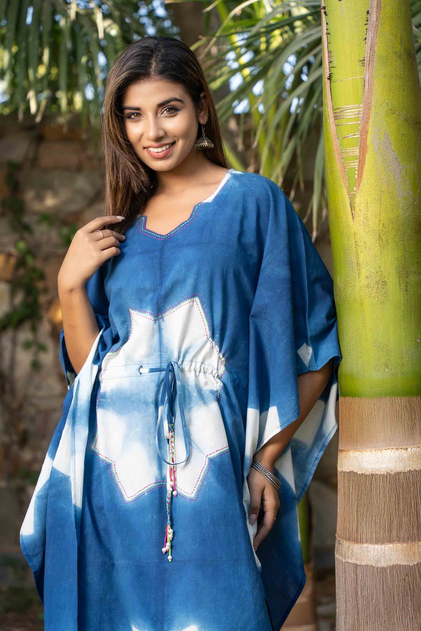 STAR SHIBORI CLAMP DYE KAFTAN-NVK389