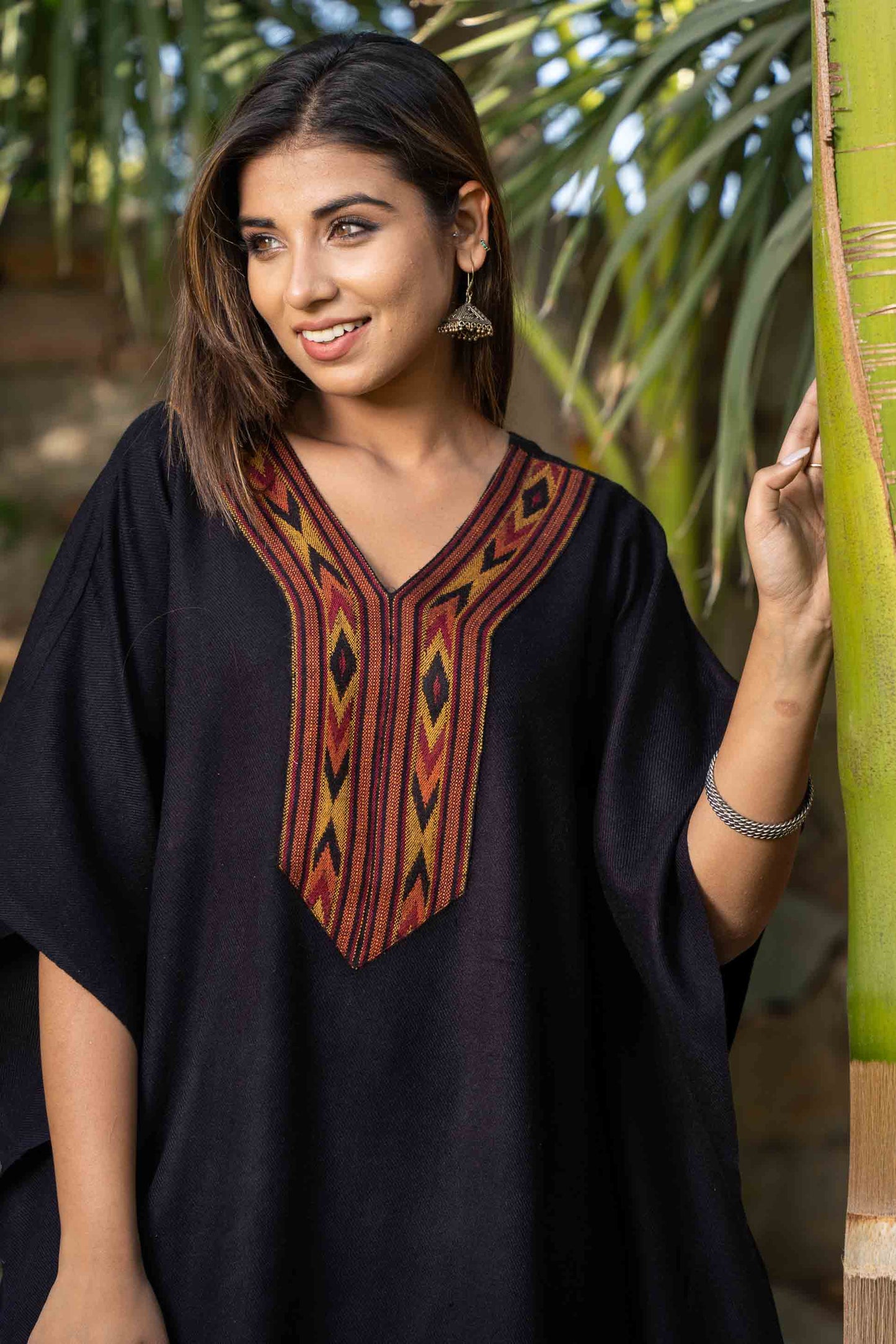 Black Designer Woollen Kaftan-NVK383