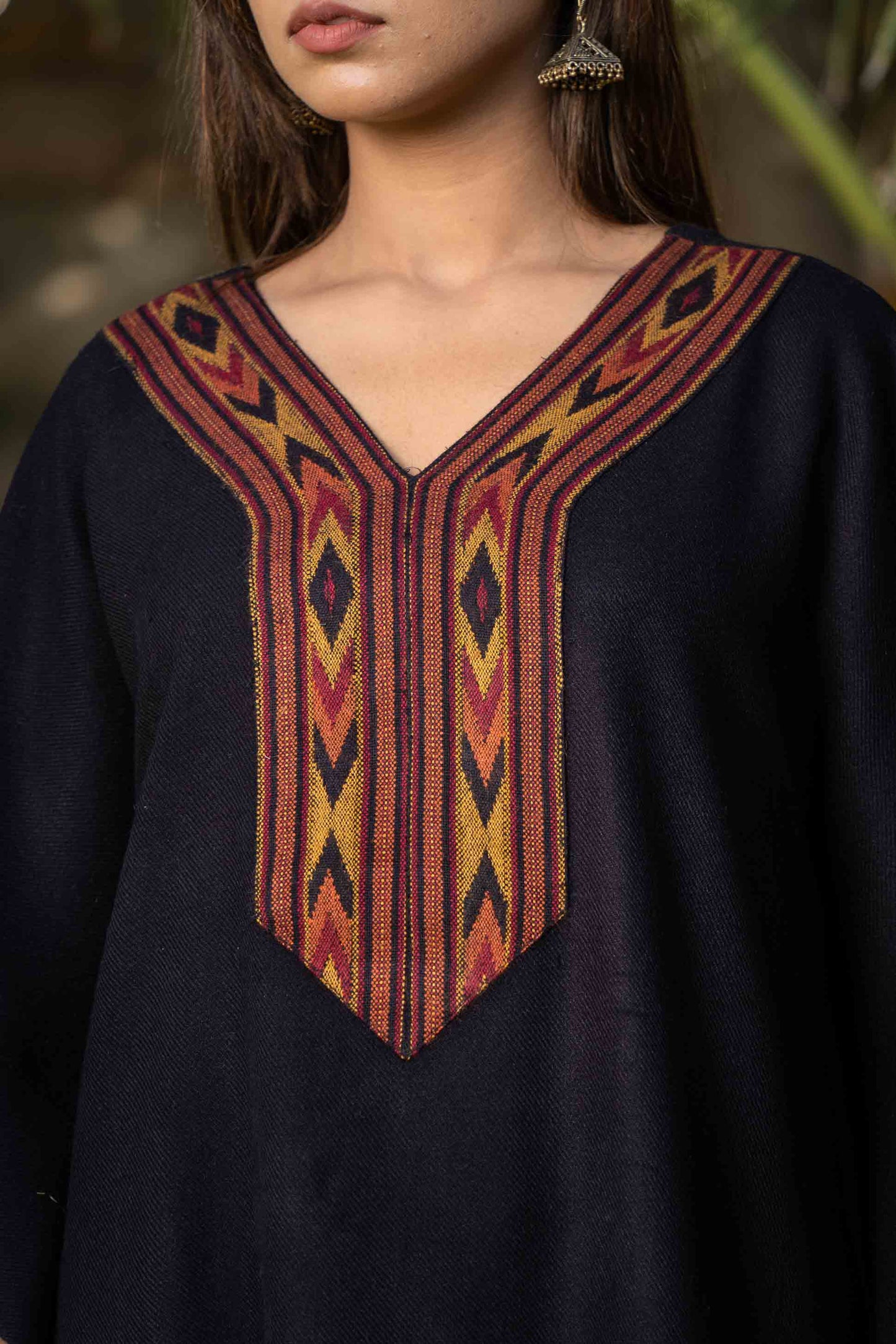 Black Designer Woollen Kaftan-NVK383