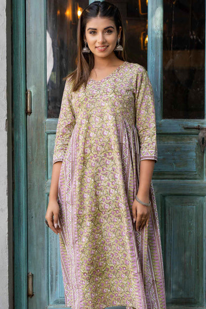 PASTEL GREEN GATHER KURTA -KS574