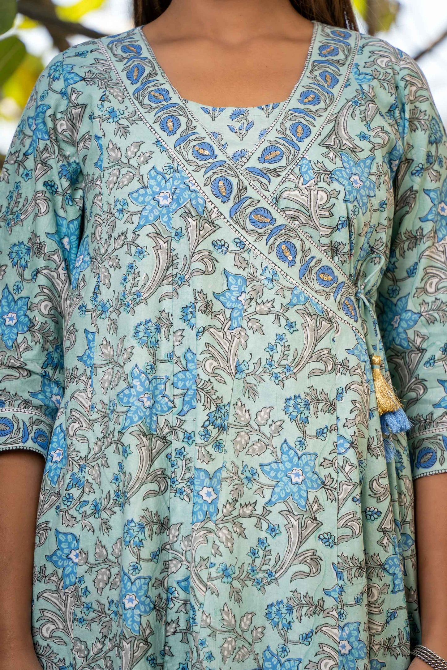 BLUE GREEN ANGRAKHA KURTA-KS567