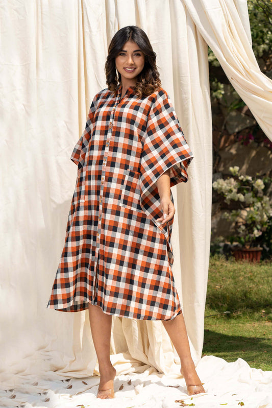 CHECKS HANDLOOM KHARI COTTON KAFTAN-NVK280