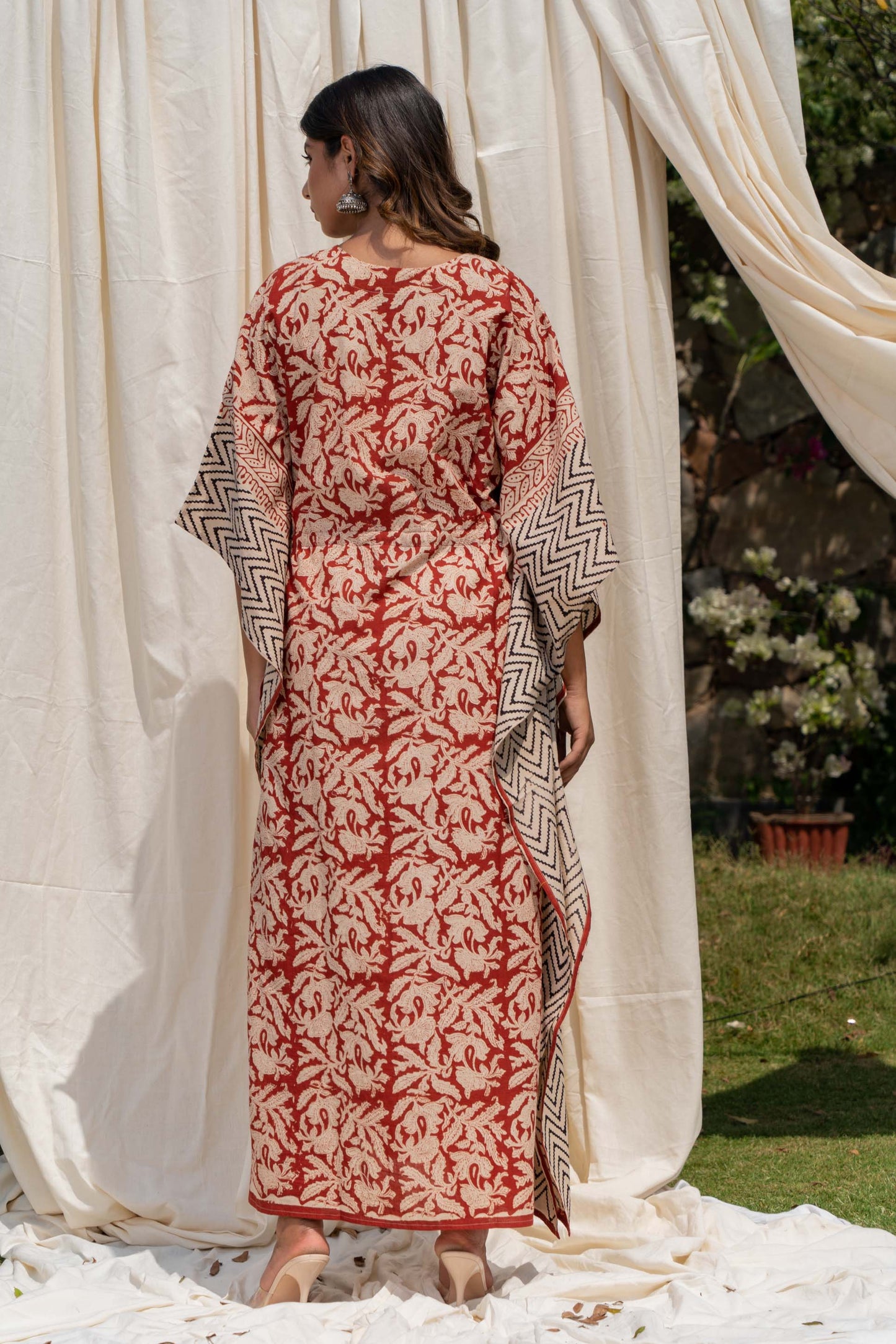 BAGRU RED BLOCK PRINTED KAFTAN-NVK295