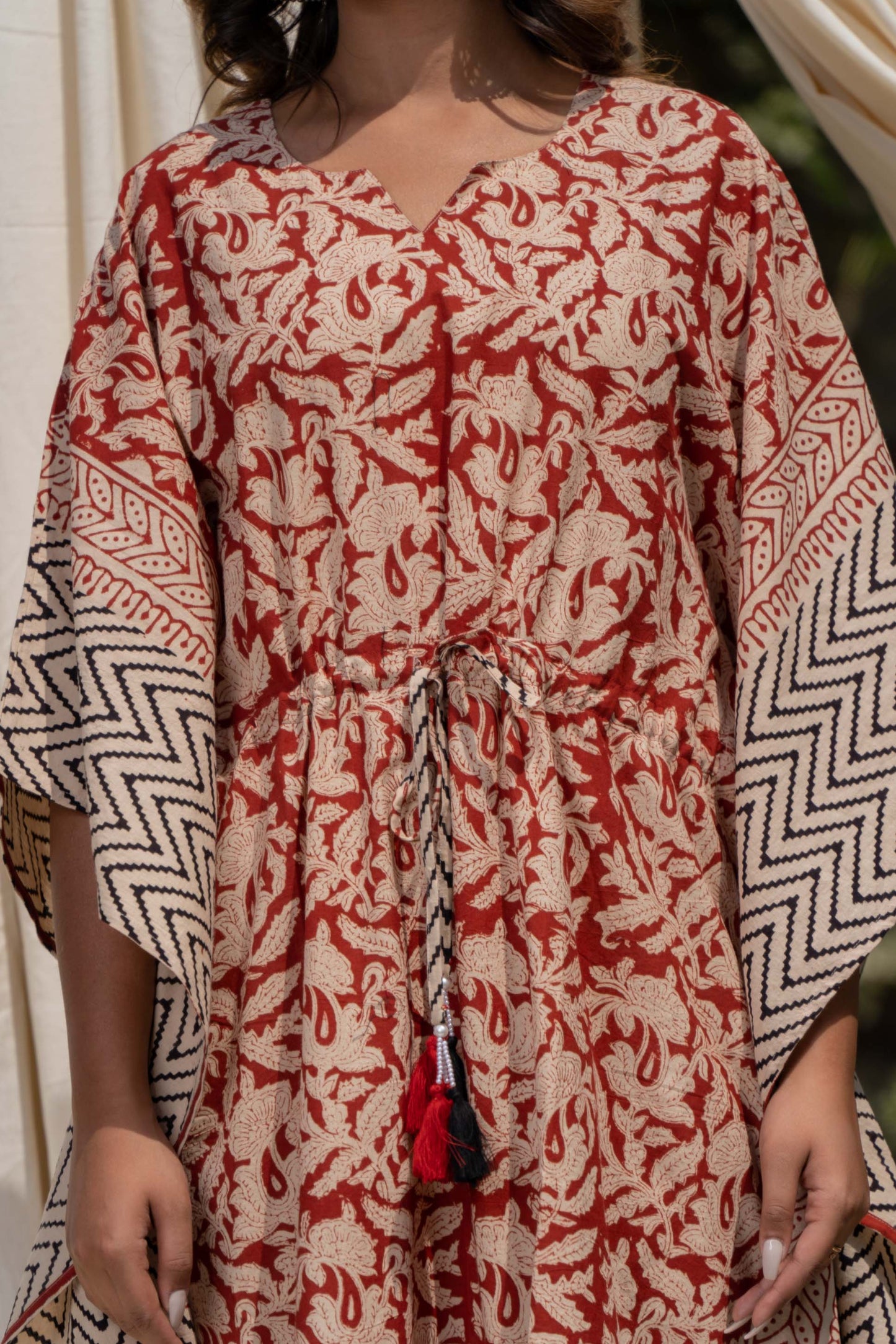 BAGRU RED BLOCK PRINTED KAFTAN-NVK295