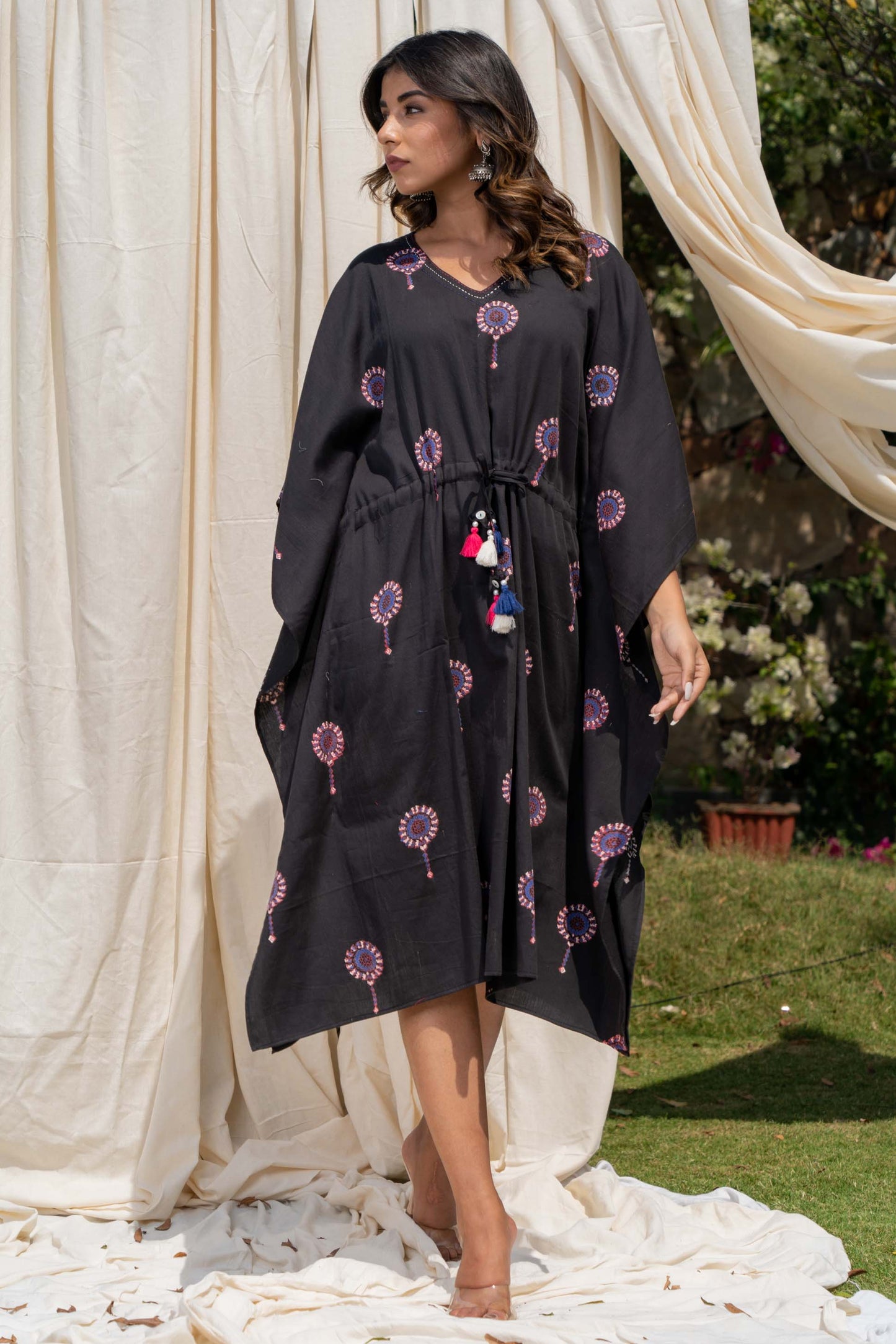 BLACK BLOCK PRINTED KAFTAN-NVK294