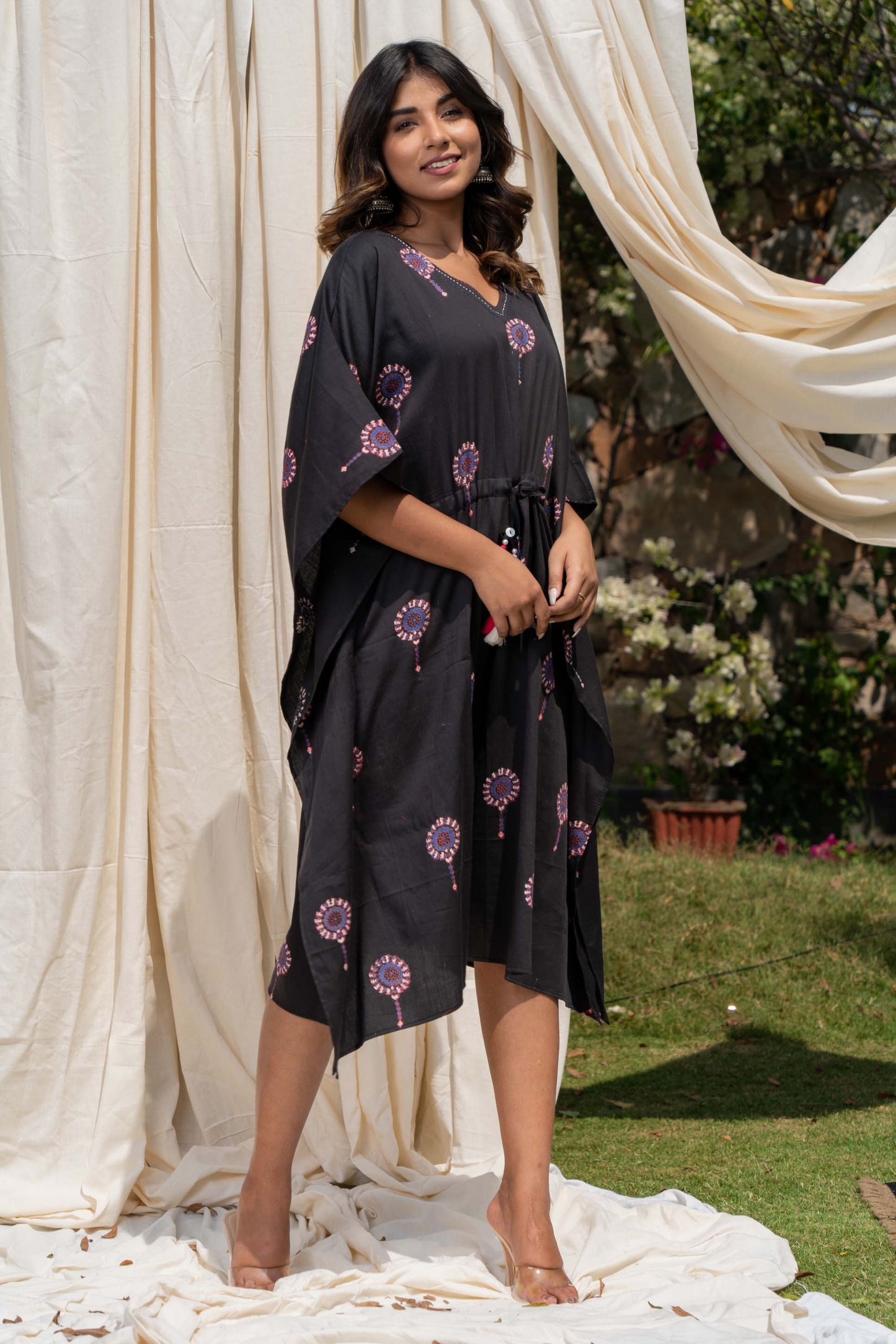 BLACK BLOCK PRINTED KAFTAN-NVK294