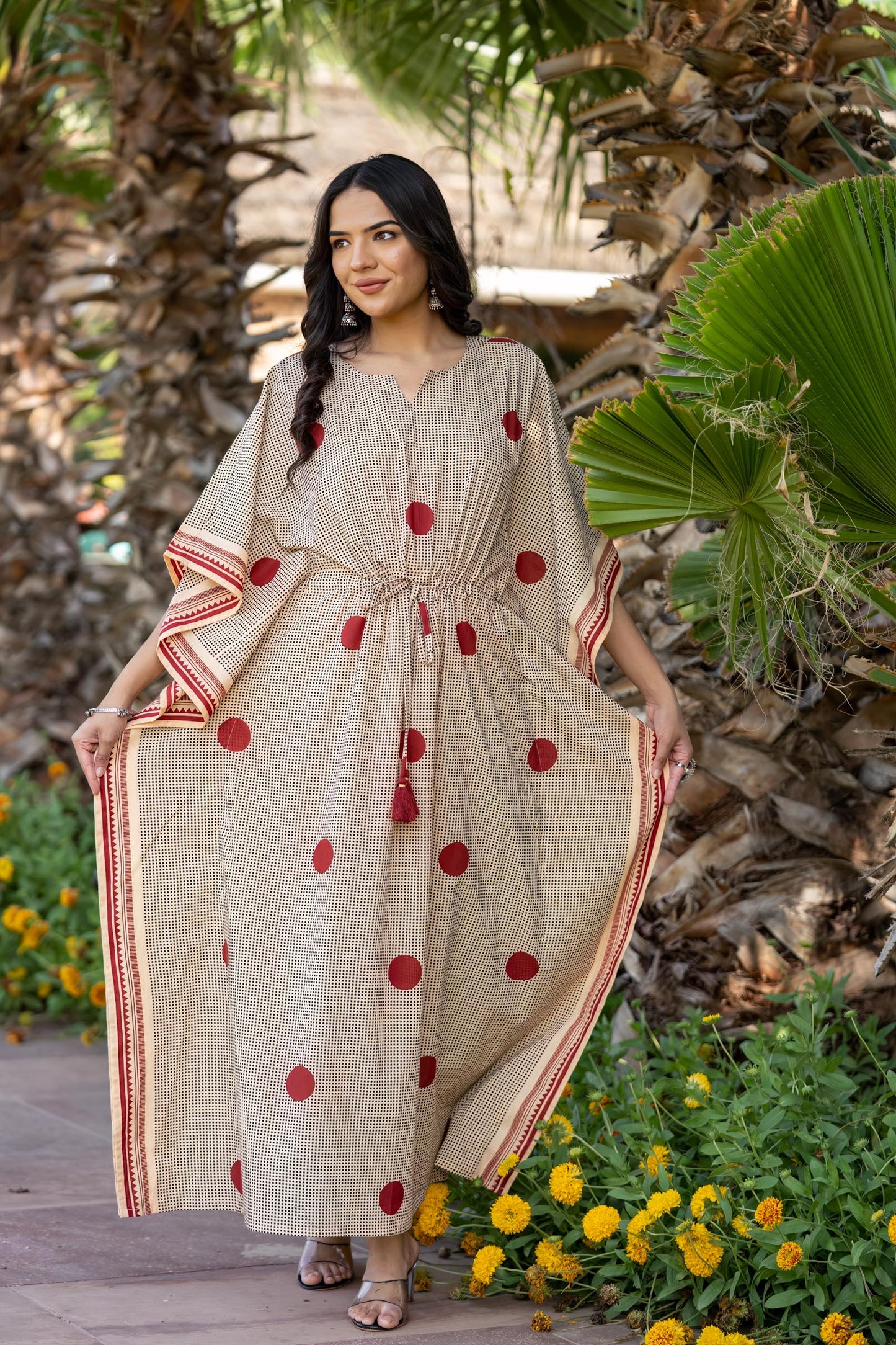 Bagru Polka Kaftan-NVK458