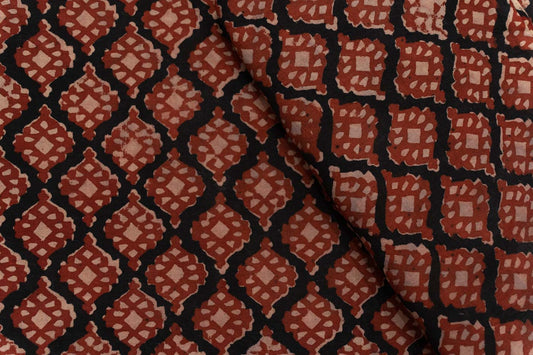 RED BAGRU HAND BLOCK PRINTED FABRIC-HF5220