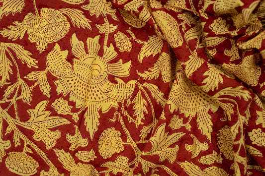 RED YELLOW BLOCK PRINTED FABRIC-HF6046