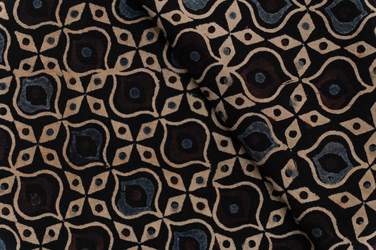 GEOMETRIC AJRAKH HAND BLOCK PRINTED FABRIC-HF5219