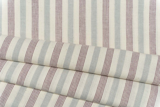 GREY MAROON STRIPED KHARI COTTON FABRIC-HF5264