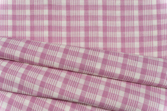 PINK CHECKS KHARI COTTON FABRIC-HF5263