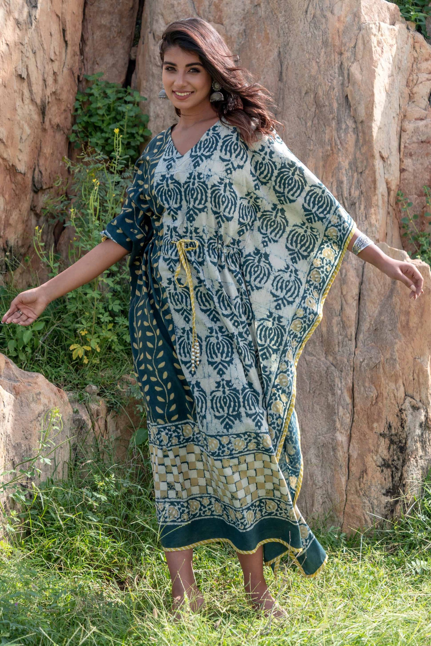 NATURAL DYE DESIGNER COTTON KAFTAN-NVK250