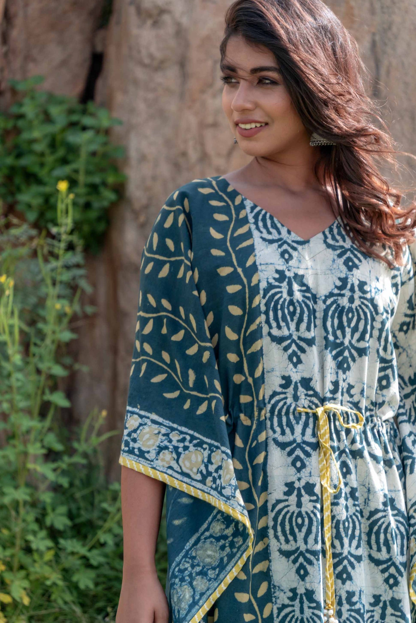 NATURAL DYE DESIGNER COTTON KAFTAN-NVK250