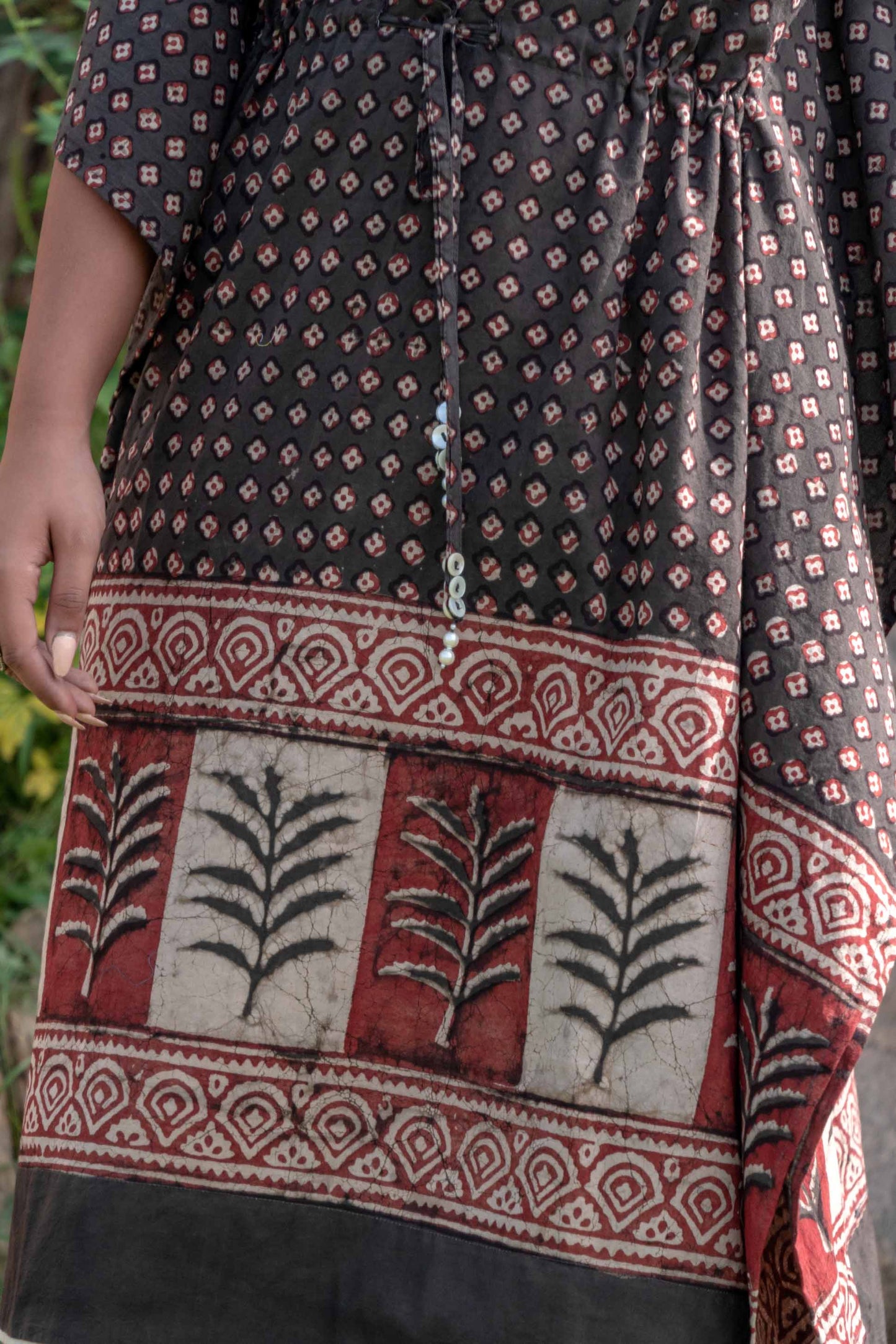 NATURAL DYE KASHISH BLOCK PRINTED COTTON KAFTAN-NVK247