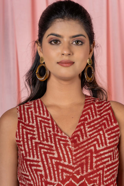 BAGRU BLOCK PRINTED SLEEVELESS DRESS-NFD19