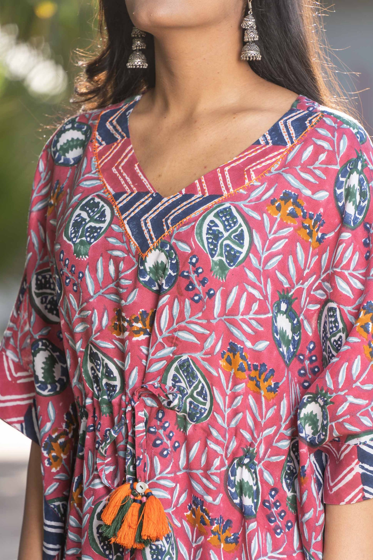 PINK BLOCK PRINTED KAFTAN-NVK397