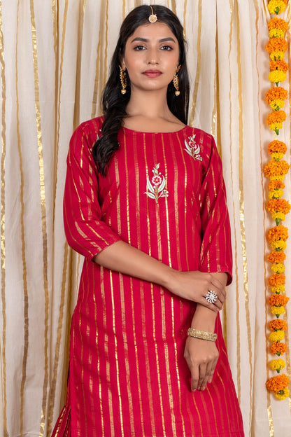 Berry Maroon Embroidered Kurta -KS279