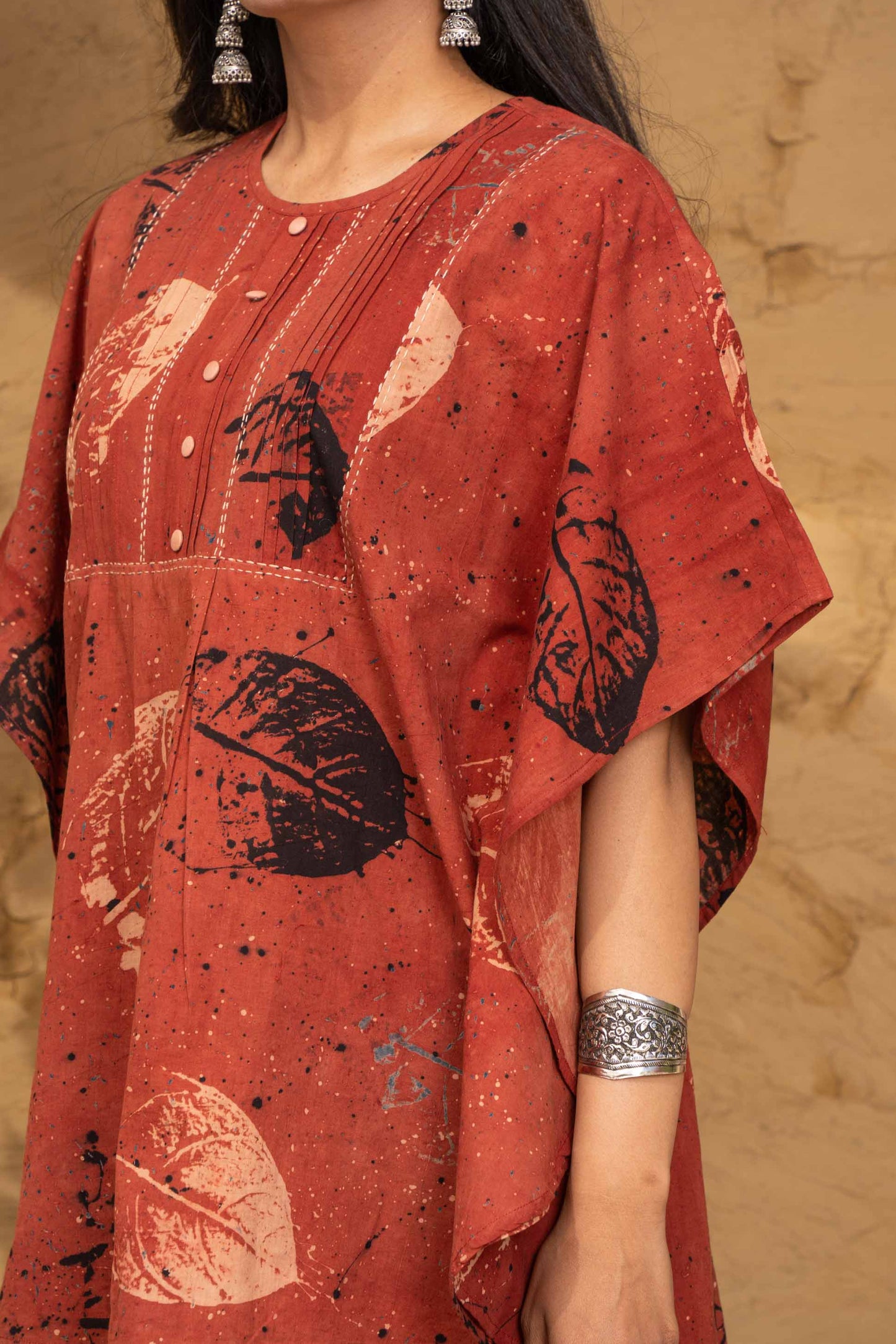 AJRAKH BLOCK PRINTED KAFTAN TOP-NVK402