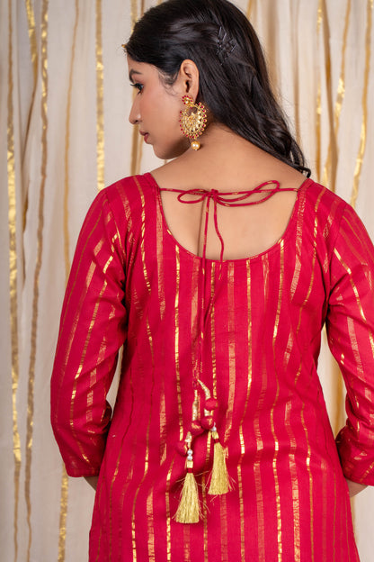 Berry Maroon Embroidered Kurta -KS279