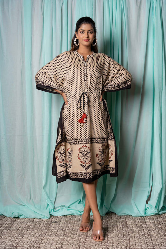 BAGRU HAND BLOCK PRINT KAFTAN-NVK302