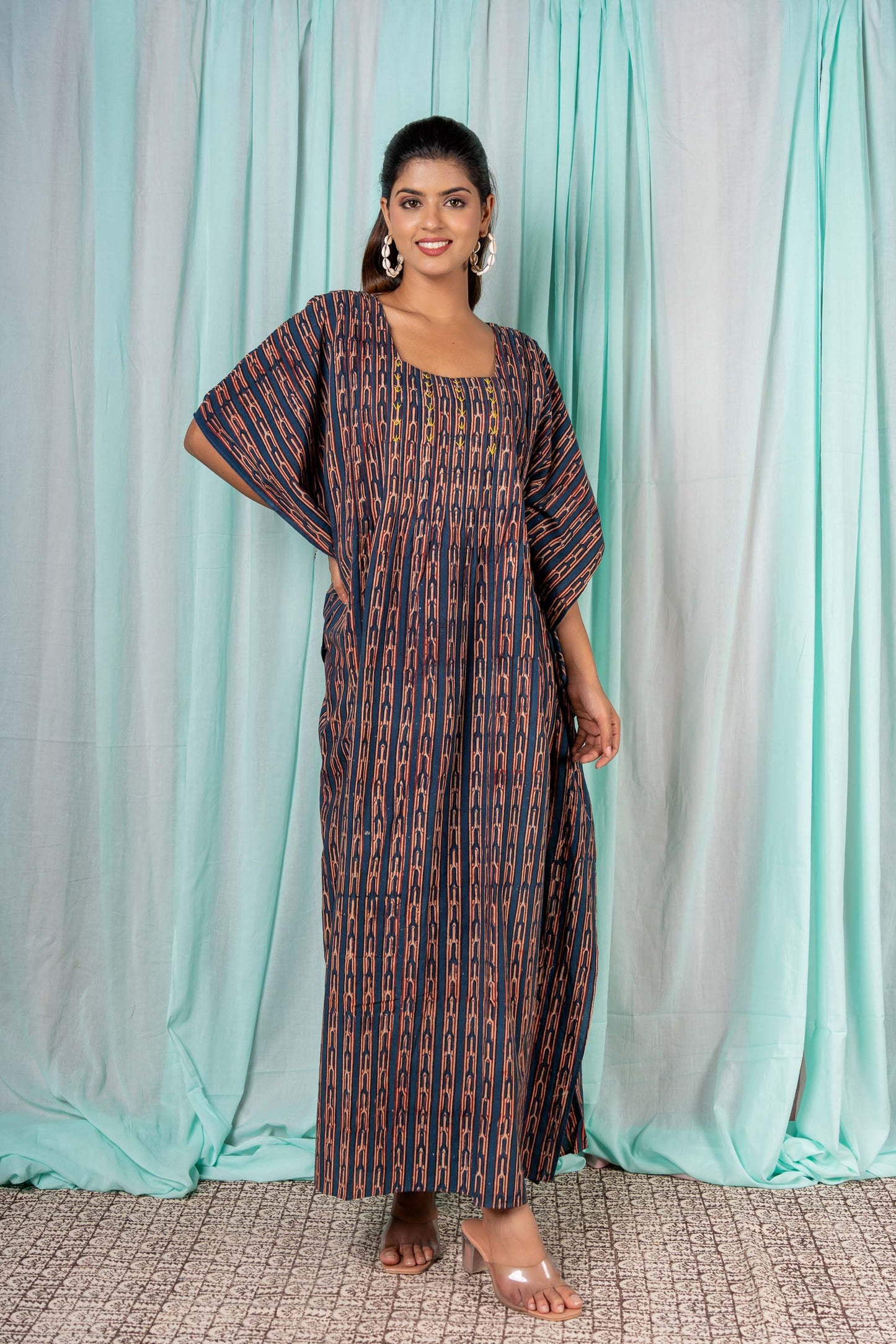 DESIGNER BLOCK PRINTED LONG KAFTAN- NVK316