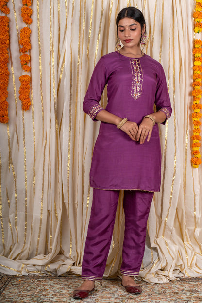 Orchid Purple Muslin Silk Kurta -KS289