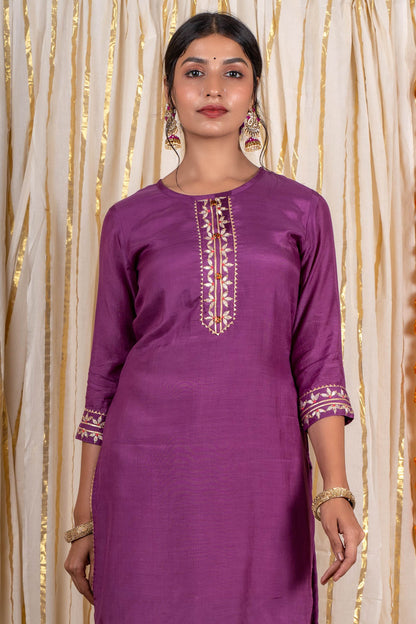 Orchid Purple Muslin Silk Kurta -KS289