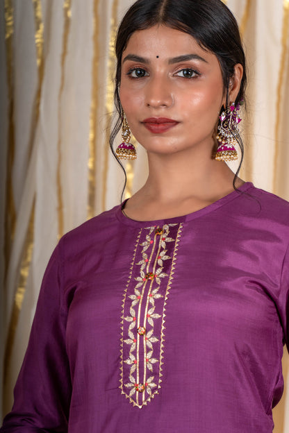 Orchid Purple Muslin Silk Kurta -KS289