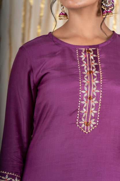 Orchid Purple Muslin Silk Kurta -KS289