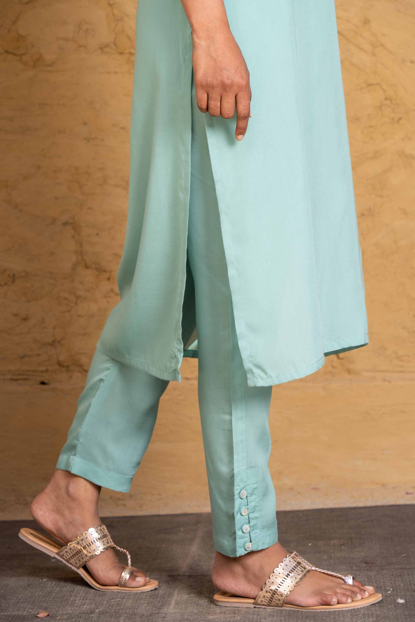 Dusty Green Embroidered Kurta Set-KS588