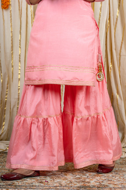 Creamy Pink Muslin Silk Kurta-KS295
