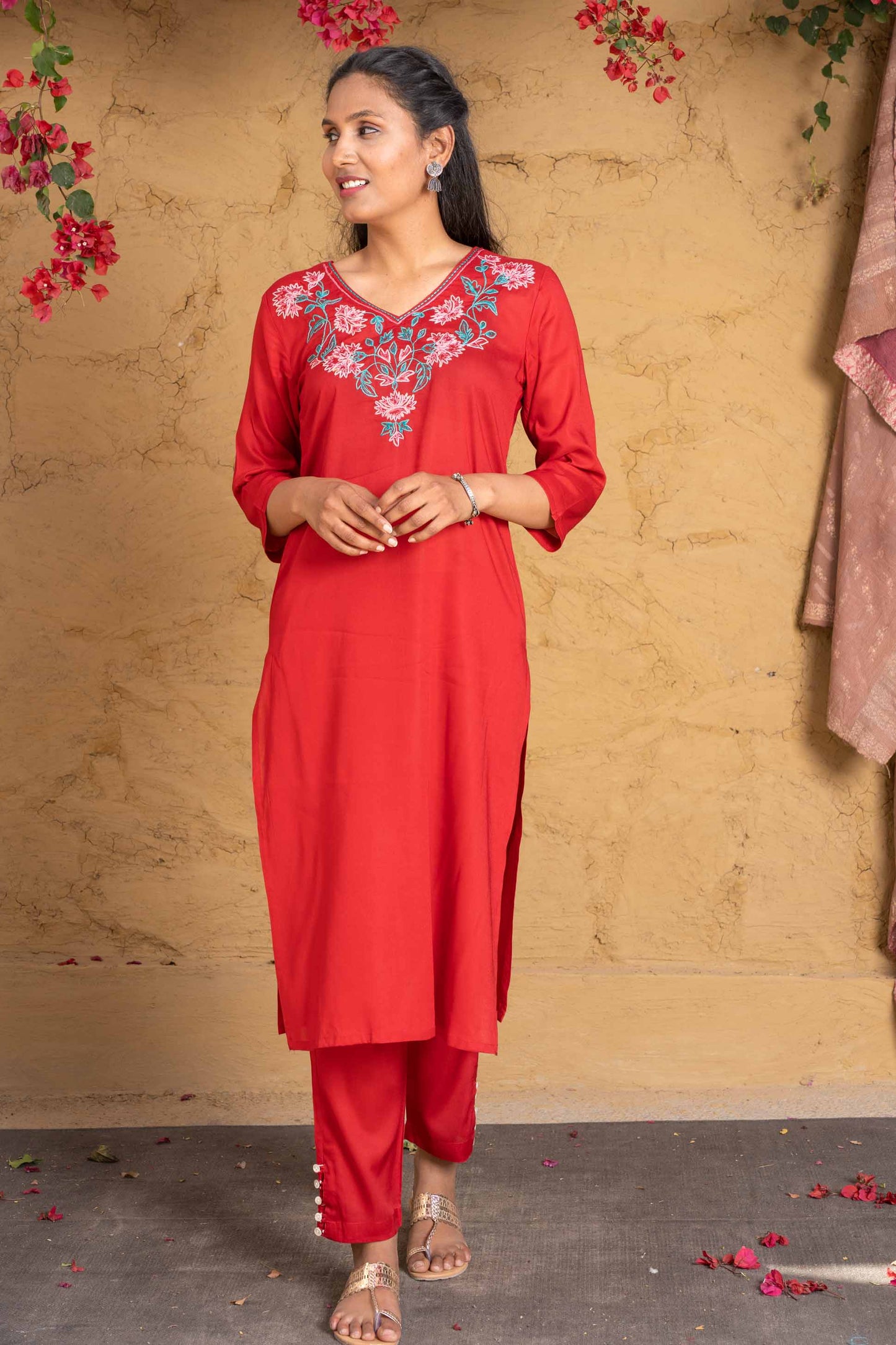 Scarlet Sage Embroidered Kurta Set-KS589