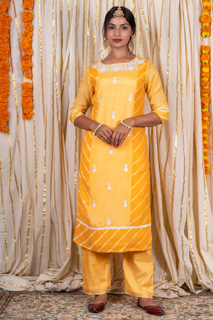 Sunflower Yellow Muslin Silk Kurta-KS291